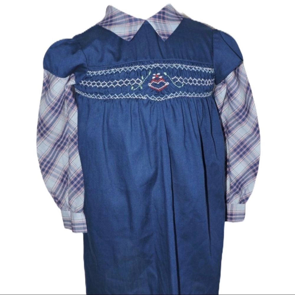 Vintage Princess Anne Hand Smocked Blue Dress 6